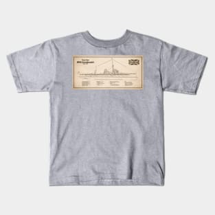 HMS Dreadnought ship plans - SDL Kids T-Shirt